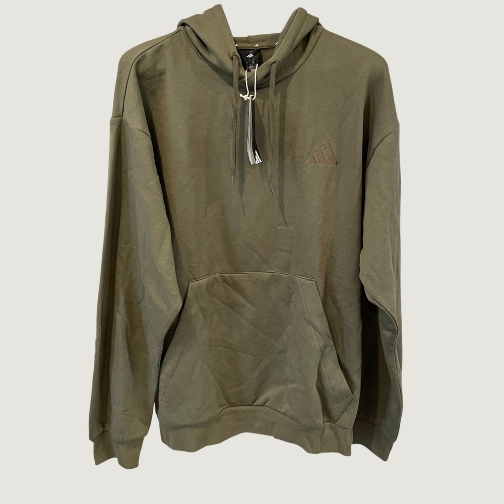 Adidas Mens Fleece SL Hoodie Olive Strata Green Pullover Sweatshirt JY9070 L